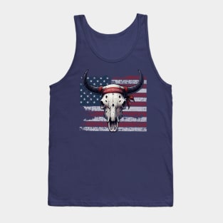 American Flag and Cattle Skull Tank Top